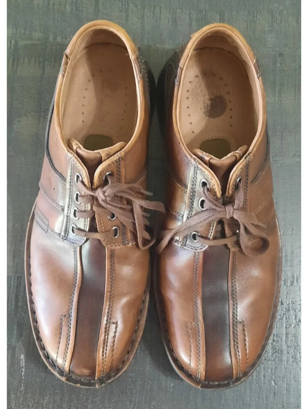 Clarks Touareg Vibe Men's Brown Leather Bicycle Toe Oxford Shoes Size 10 M 70852